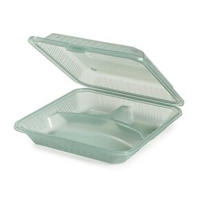 G.E.T. EC-12-1-JA-EC 3-Compartment Take-Out Food Container, 9" x 9", Jade (Set of 4)