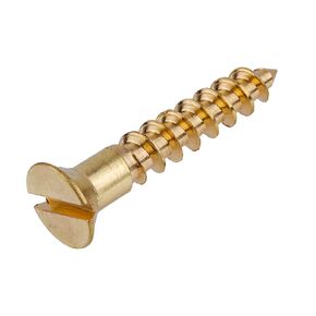 #5 x 5/8" Solid Brass Flat Countersunk Head Slot Drive Wood Screws | Pack of 25 | Self Tapping Screws for Wood Antique or Modern Furniture | SC-B558F (25)