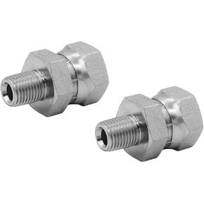 (2-PACK) 1404-04-08 Hydraulic Hose Adapter Fitting 1/4" Male (1/4"-18NPTF) × 1/2" Female Swivel (1/2"-14NPSM) SAE Straight Pipe Joints Tube Connector Carbon Steel