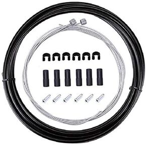 Brake Cable Housing Kit Set for Road Mountain Bicycle Cycling, Package Includes: Brake Cables, Brake housing, Ferrules, Cable end caps, C-Clips Buckle (Black)