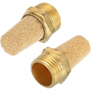 MECCANIXITY Pneumatic Muffle, 1/8" NPT Male Long Exhaust Muffler Solenoid Valve Brass Muffler Noise Silence Air Cylinder Accessories for Valve, 2 Set