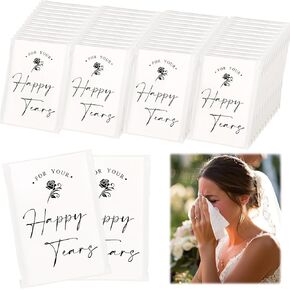DORIS HOME 48pcs Happy Tears Tissues for Wedding, 3 Ply Wedding Tissues for Guests, Individual Facial Tissues For Your Happy Tears