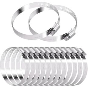 15Pcs 52-76mm Full Stainless Steel Adjustable Worm Gear Hose Clamp Duct Clamp Fuel Line Clamp for Plumbing, Automotive and Mechanical Applications (15, 52-76mm)