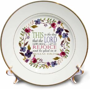 3D Rose The Day The Lord Has Made Psalm 118" Porcelain Plate, 8"