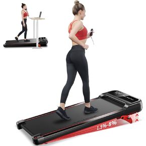RHYTHM FUN Walking Pad Treadmill with Incline, Under Desk Treadmill with Incline, Treadmill for Home and Office, 300 Lbs Portable Treadmill with Remote Control, Compact Treadmill in LED Display