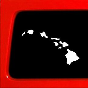 | Hawaiian Islands hawaii Bumper Sticker hi life map Decal for Car, Truck, Window, Laptop | 2.25"x7" (White)