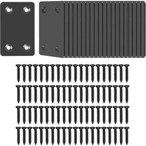 Pack of 20 Flat Stainless Steel Black Straight Brace Bracket 0.06inch Thickness Metal Flat Straight Mending Plates Fixing Corner Brace,2.4inch x 1.5 inch