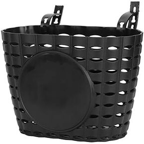 Bike Basket Front Handlebar Basket with 2 Fixing Straps, Thickened Plastic Black Storage Basket Large Load Capacity for Kids Bikes, Scooters, Tricycle Commuting