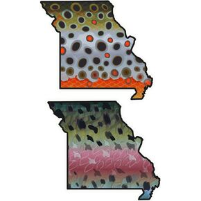 Missouri 6" Trout Fly Fishing Bumper Sticker Decal Set Waterproof Vinyl Great Gift for Angler Fits Truck Jeep Car Boat Brown Trout Rainbow Trout