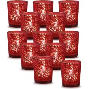 Votive Candle Holders Set of 12 Speckled Glass Tea Light Candle Holder Decorative Candlestick (Gold)