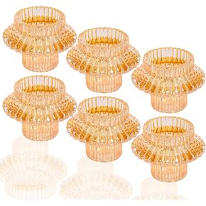 Gold ​Votive​ Candle Holders - Glass Candlestick Holders for Tealight/Taper Candle Set of 6 Wedding and ​Tables Centerpieces Decorative, Fall, Party, Christmas Decor… in Kuwait