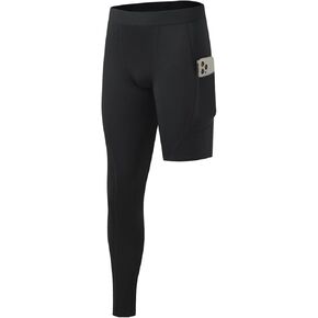 Men’s One Leg Compression Pants Full Length Tight Basketball 1/2 Single Leg Long Pant Base Layer Leggings Underwear