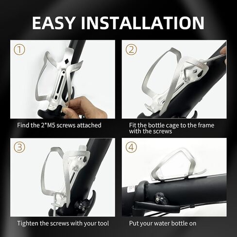BANIAN Bike Water Bottle Holder with Screws Tool Universal Ultralight Plastic Bicycle Bottle Cage Water Drink Holder Rack for MTB Road Mountain Bikes (Silver) in Saudi Arabia