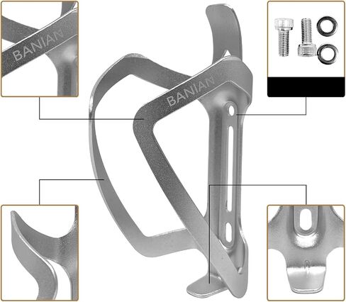 BANIAN Bike Water Bottle Holder with Screws Tool Universal Ultralight Plastic Bicycle Bottle Cage Water Drink Holder Rack for MTB Road Mountain Bikes (Silver) in Saudi Arabia