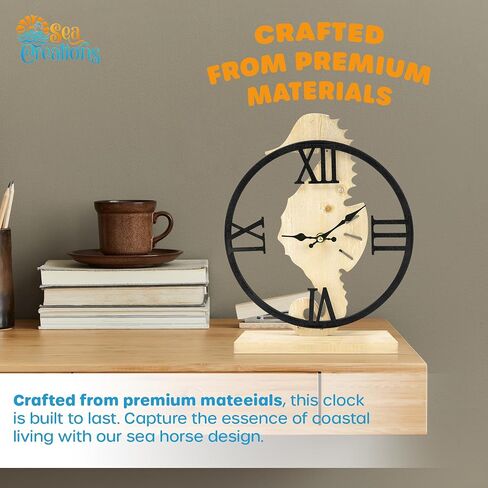 Wooden Wall Clock - Coastal, Nautical, and Beach Themed | Decorative and Aesthetic 14" Timepiece | Ideal Office or Home Decor | Living Room, Bedroom, or Beach House | Crab (Die Cut) in Kuwait