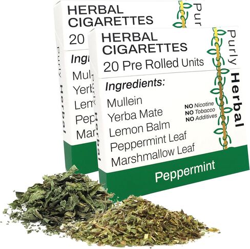 Herbal Cigarettes | Peppermint | 40 Herbal Cigarettes | Tobacco & Nicotine Free | Premium Blend, Green in Saudi Arabia