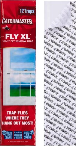 Window Fly Traps by Catchmaster - 12 Count, Ready to Use Indoors. Insect, Bugs, Fly & Fruit Fly Glue Adhesive Sticky Paper - Waterproof Easy Application Ready Disposable Non-Toxic in Saudi Arabia