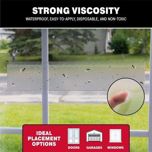 Window Fly Traps by Catchmaster - 12 Count, Ready to Use Indoors. Insect, Bugs, Fly & Fruit Fly Glue Adhesive Sticky Paper - Waterproof Easy Application Ready Disposable Non-Toxic in Saudi Arabia