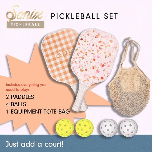Sonix | Pickleball Paddles Set of 2 | Fiberglass Surface Pickleball Set with 2 Rackets, 4 Balls, & Bag in Saudi Arabia