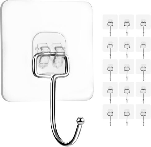 Large Adhesive Hooks 22Ib(Max), Waterproof and Rustproof Wall Hooks for Hanging Heavy Duty, Stainless Steel Towel and Coats Hooks to use Inside Kitchen, Bathroom, Home and Office, 8Pack in Saudi Arabia