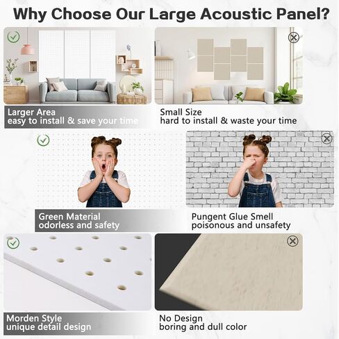 3 عبوات من الألواح الصوتية الكبيرة، 48 بوصة × 24 بوصة × 0.4 بوصة، لوحات جدارية عازلة للصوت ذاتية اللصق، لوحات تزيينية ممتصة للصوت لمكتب الاستوديو المنزلي (خط مجوف، أبيض) in Kuwait