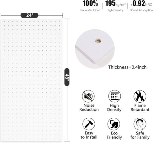 3 عبوات من الألواح الصوتية الكبيرة، 48 بوصة × 24 بوصة × 0.4 بوصة، لوحات جدارية عازلة للصوت ذاتية اللصق، لوحات تزيينية ممتصة للصوت لمكتب الاستوديو المنزلي (خط مجوف، أبيض) in Kuwait