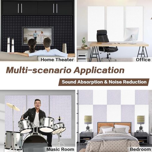 3 عبوات من الألواح الصوتية الكبيرة، 48 بوصة × 24 بوصة × 0.4 بوصة، لوحات جدارية عازلة للصوت ذاتية اللصق، لوحات تزيينية ممتصة للصوت لمكتب الاستوديو المنزلي (خط مجوف، أبيض) in Kuwait