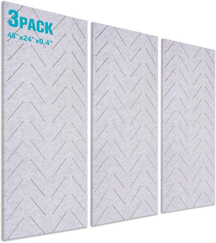 Tutmyrea 3 Pack Large Acoustic Panels, 48" X 24" X 0.4" Self-Adhesive Soundproof Wall Panels, Decorative Sound Absorbing Panels for Home Studio Office(Hollow Line,Black) in Saudi Arabia