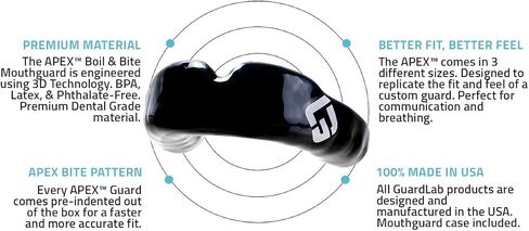 APEX Mouthguard w/Case | Football, Basketball, Boxing, Wrestling, Soccer, Karate, Hockey, MMA | Adult & Youth | Pre-Indented for a Precise Fit (APEX/Standard Black, Small) in Saudi Arabia