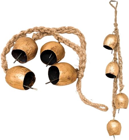 جرس من الحديد المطاوع، مصنوع يدويًا من النحاس، حبل معلق على الحائط، 4 جرس in Kuwait