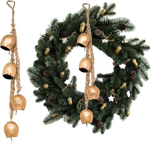 جرس من الحديد المطاوع، مصنوع يدويًا من النحاس، حبل معلق على الحائط، 4 جرس in Kuwait