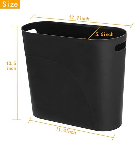 سلة مهملات رفيعة سعة 3.2 جالون سعة 12 لترًا سلة مهملات بلاستيكية صغيرة للحمام، سلة مهملات المكتب، حاوية قمامة رفيعة مع مقابض للمساحات الضيقة للمكتب والمنزل، رمادي، عبوتان in Kuwait