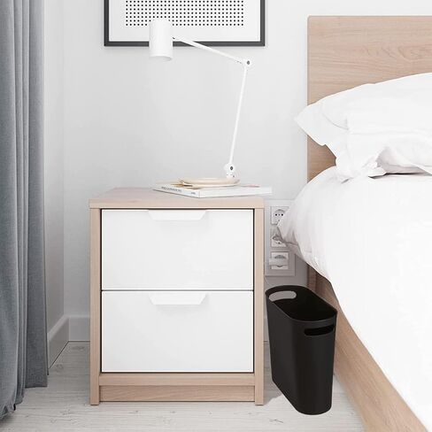 سلة مهملات رفيعة سعة 3.2 جالون سعة 12 لترًا سلة مهملات بلاستيكية صغيرة للحمام، سلة مهملات المكتب، حاوية قمامة رفيعة مع مقابض للمساحات الضيقة للمكتب والمنزل، رمادي، عبوتان in Kuwait