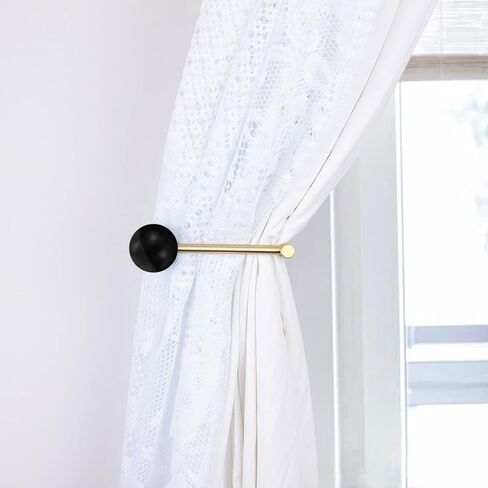 Amogeeli 2pcs Black Obsidian Stone Sphere Crystal Curtain Holdbacks for Wall, Decorative Wall Mounted Window Drapes Holder Hook Tiebacks for Bedroom Livingroom Office in Saudi Arabia