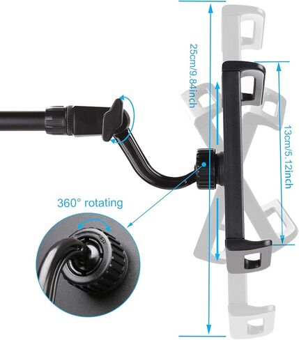 حامل ميكروفون، حامل ميكروفون IMAGE مع حامل مشبك ميكروفون، قاعدة معدنية ثقيلة قابلة للطي وتعديل الارتفاع للكمبيوتر الشخصي أو الكمبيوتر اللوحي أو الهاتف المحمول in Kuwait