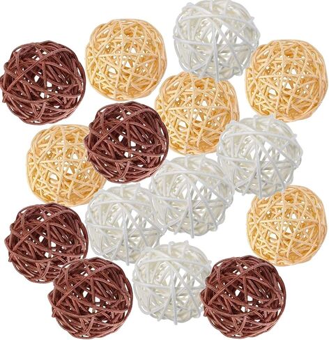 15pcs 2 Inch Wicker Rattan Balls for Vase Filler, House Ornament, Christmas Tree Garden Wedding Party Coffee Table Decoration,Craft DIY (Black Red White) in Saudi Arabia