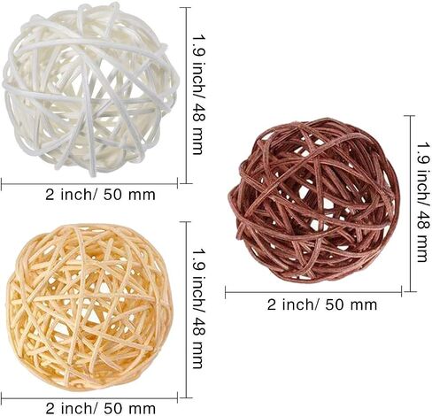15pcs 2 Inch Wicker Rattan Balls for Vase Filler, House Ornament, Christmas Tree Garden Wedding Party Coffee Table Decoration,Craft DIY (Black Red White) in Saudi Arabia