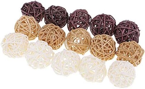 15pcs 2 Inch Wicker Rattan Balls for Vase Filler, House Ornament, Christmas Tree Garden Wedding Party Coffee Table Decoration,Craft DIY (Black Red White) in Saudi Arabia