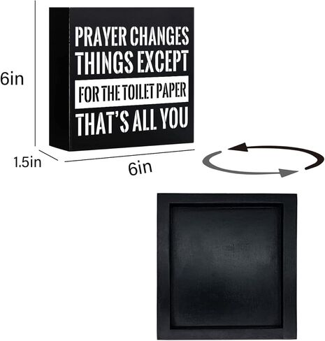 أشياء تغير الصلاة - لافتة فنية جدارية على شكل صندوق خشبي للحمام، لوحة لافتة على شكل صندوق خشبي أسود لعائلة مزرعة ريفية، للحمام المنزلي والحمام والمرحاض، مقاس 15.24 سم × 15.24 سم in Kuwait