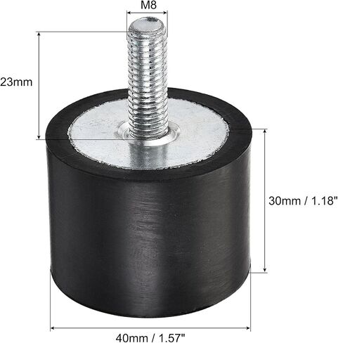 uxcell M8 Rubber Mounts, 2pcs Male Thread Vibration Isolator Shock Absorber, for Garage Motor Air Compressor Car Boat Bobbins, D40mmxH20mm in Saudi Arabia