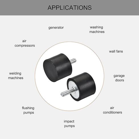uxcell M8 Rubber Mounts, 2pcs Male Thread Vibration Isolator Shock Absorber, for Garage Motor Air Compressor Car Boat Bobbins, D40mmxH20mm in Saudi Arabia
