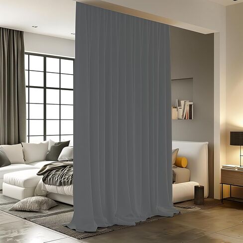 Room Divider Curtains with Ceiling Track, 95% Blackout Heavy Track Ceiling Curtains Noise Reduction Privacy Curtain Track System Kits, 15 ft Wide x 9 ft Tall, Black, 1 Panel in Saudi Arabia