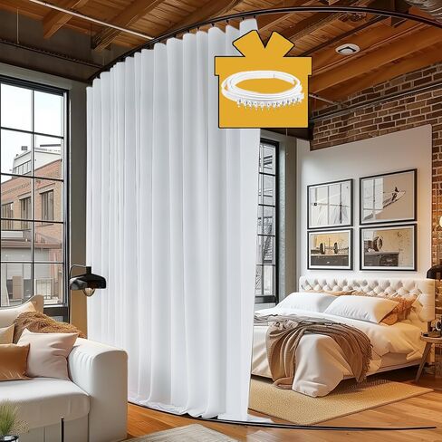 Room Divider Curtains with Ceiling Track, 95% Blackout Heavy Track Ceiling Curtains Noise Reduction Privacy Curtain Track System Kits, 15 ft Wide x 9 ft Tall, Black, 1 Panel in Saudi Arabia