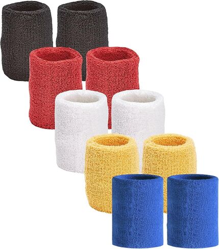 Sweatband Wristbands Wrist Sweat Bands for Athletic Men Women - Cotton Terry Cloth Sports Bands for Working Out Tennis Gymnastics Baseball Basketball Football Gym Exercise in Kuwait