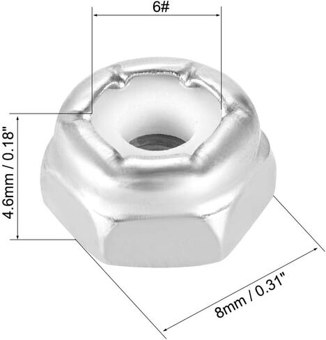 uxcell 4#-40 Nylon Insert Hex Lock Nuts, 304 Stainless Steel, Plain Finish, Pack of 20 in Saudi Arabia