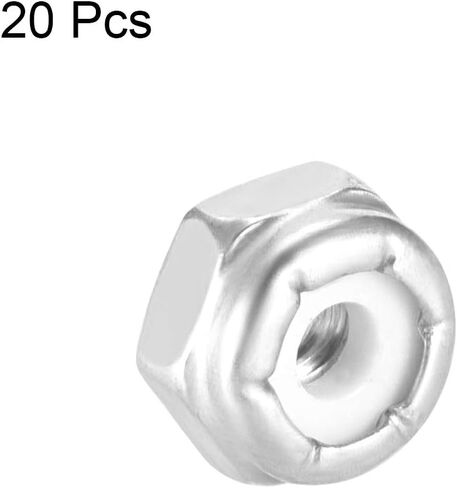 uxcell 4#-40 Nylon Insert Hex Lock Nuts, 304 Stainless Steel, Plain Finish, Pack of 20 in Saudi Arabia