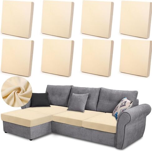 Newwiee 8 Pcs Velvet Stretch Cushion Covers for Outdoor Patio Furniture Soft Velvet Sofa Seat Couch Covers Replacement Sofa Cover Patio Slipcover Individual Washable Chair Cushion Cover(Cream White) in Saudi Arabia