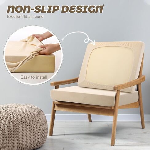 Newwiee 8 Pcs Velvet Stretch Cushion Covers for Outdoor Patio Furniture Soft Velvet Sofa Seat Couch Covers Replacement Sofa Cover Patio Slipcover Individual Washable Chair Cushion Cover(Cream White) in Saudi Arabia