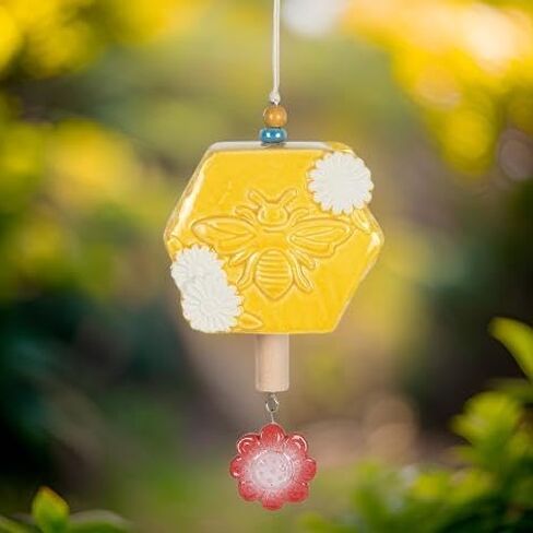Carson Ceramic Bell - Stoneware Decorative Bell for Classic Home Decor - Ceramic Bell Home Decor - Classic Decor for Kitchen, Living Room, Patio, Porch (Bee Ceramic Bell) in Saudi Arabia