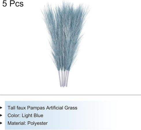 MECCANIXITY 1Pcs Faux Pampas Grass Small 45cm/17.7" Fake Fluffy Pampas Grass 7 Branches Artificial Vase Filler for Home Office Vase Wedding Decoration Champagne in Saudi Arabia